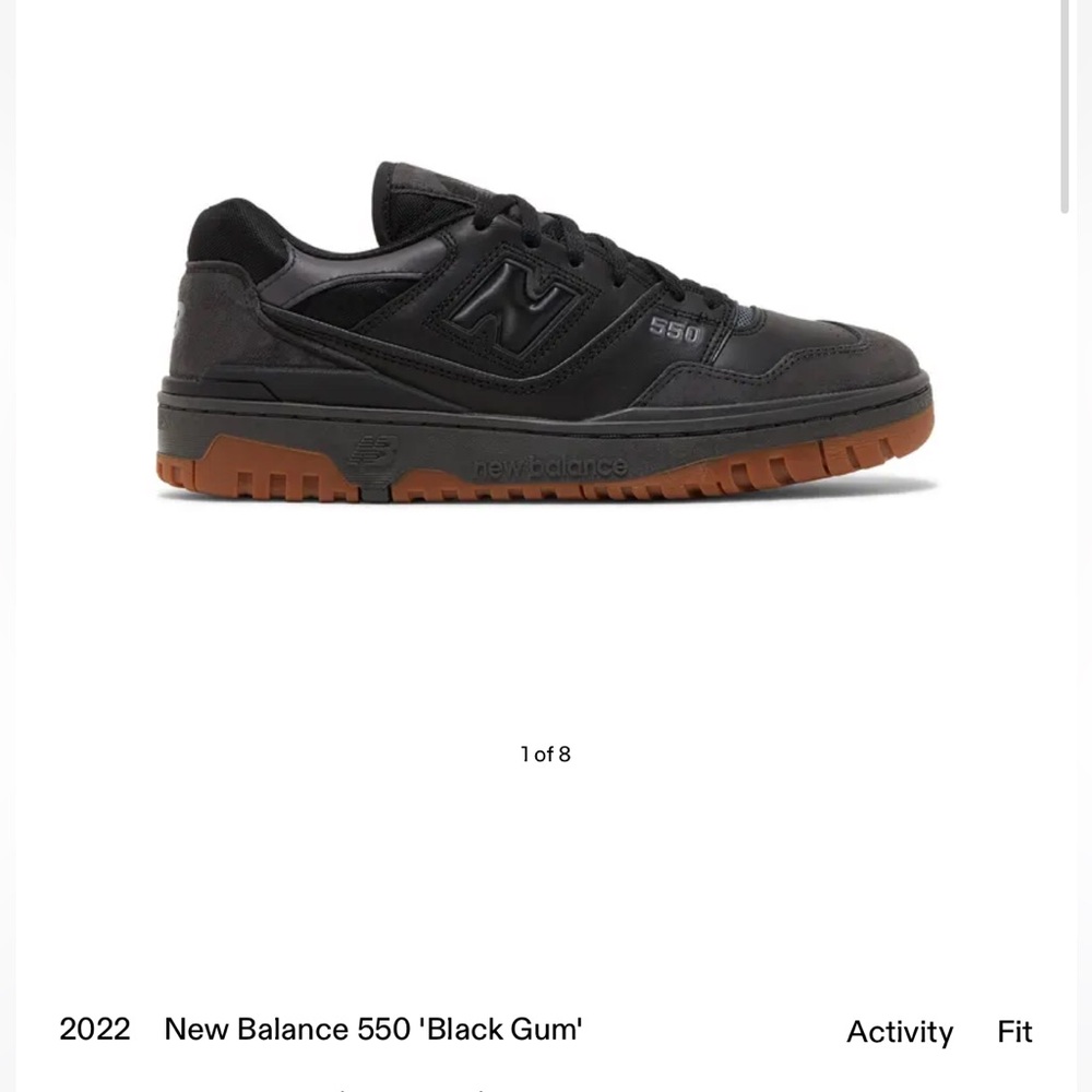 New Balance 550 Triple Black (Gum Sole) – Size 12
